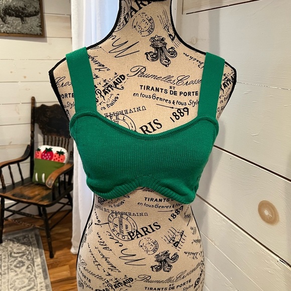 Princess Polly cable-knit green bra top, EUC, M/L, see photos, top only, summer - Picture 2 of 8
